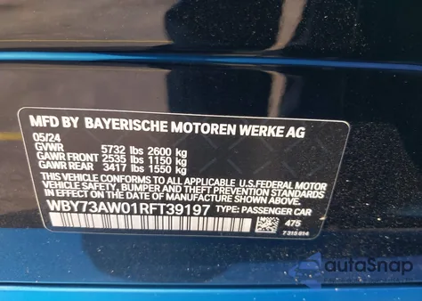 2024 BMW I4 Edrive40 z USA, uszkodzony, nr VIN WBY73AW01RFT39197